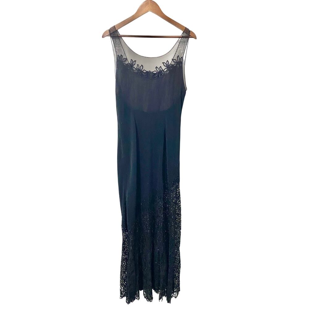 Cache Gorgeous Vintage Beaded Black Gown Women's Size 12 Full Length Lace* - Picture 4 of 14